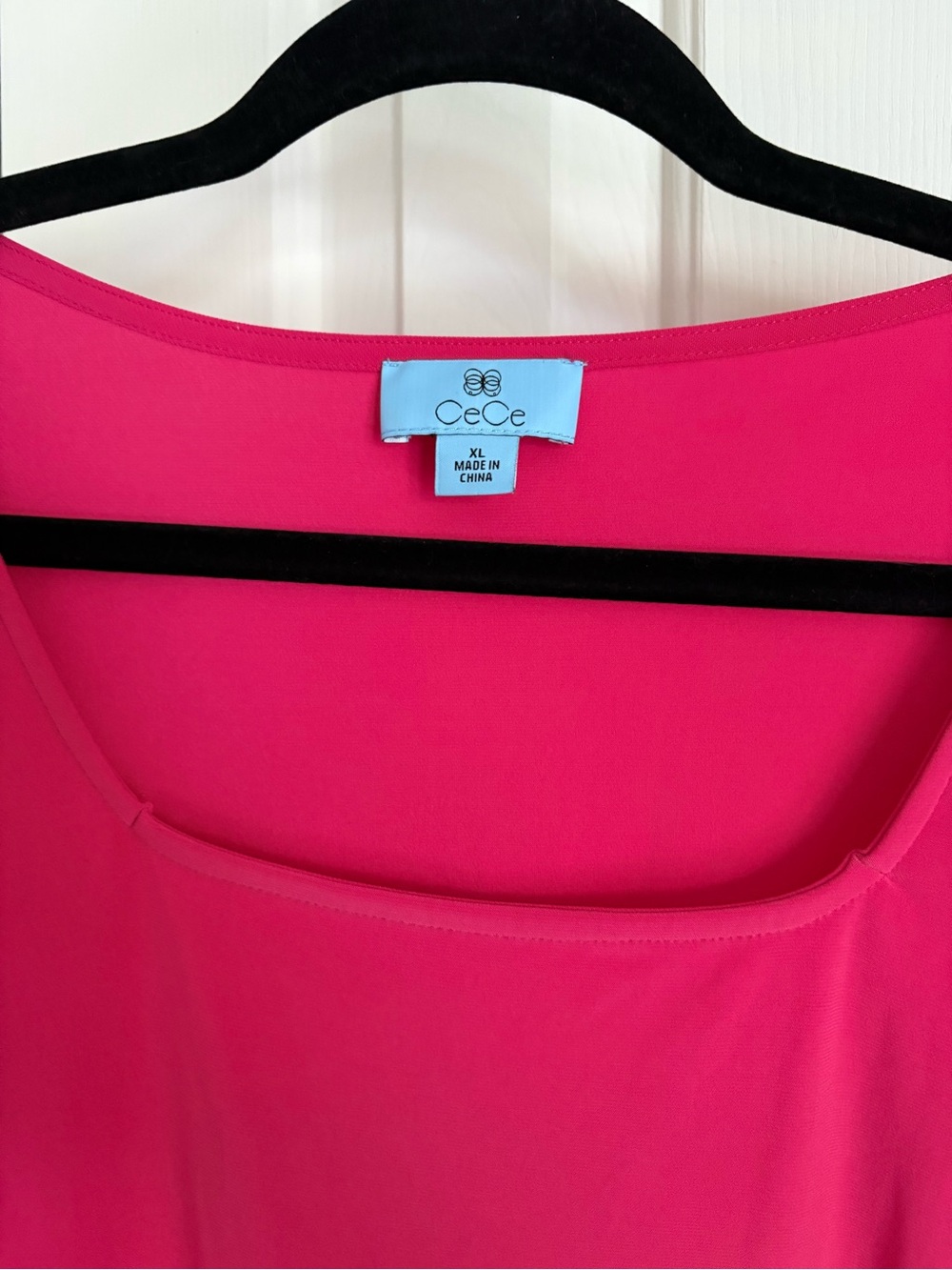 CeCe Hot Pink Square Neck Puff Sleeve Blouse - Picture 3 of 5